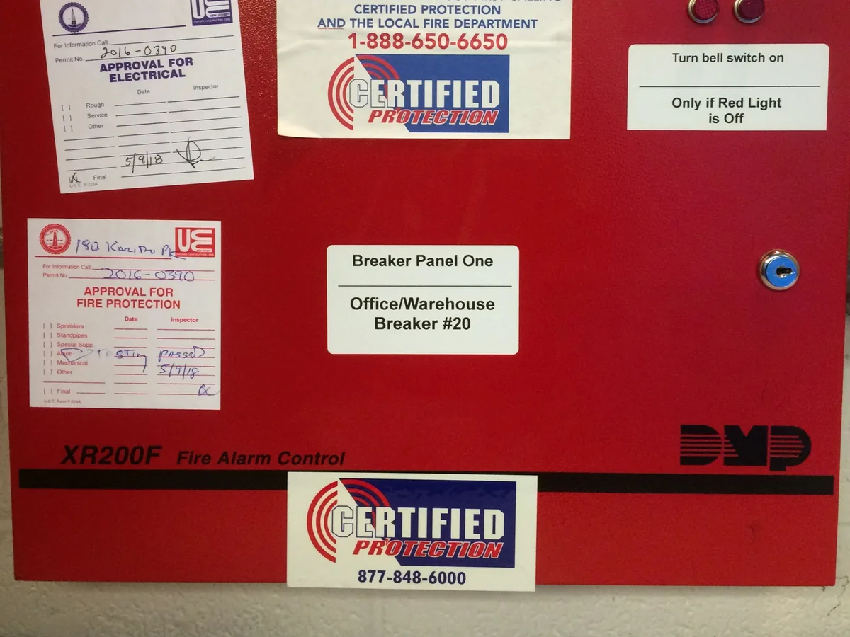DMP fire alarm control panel inspected by Certified Protection