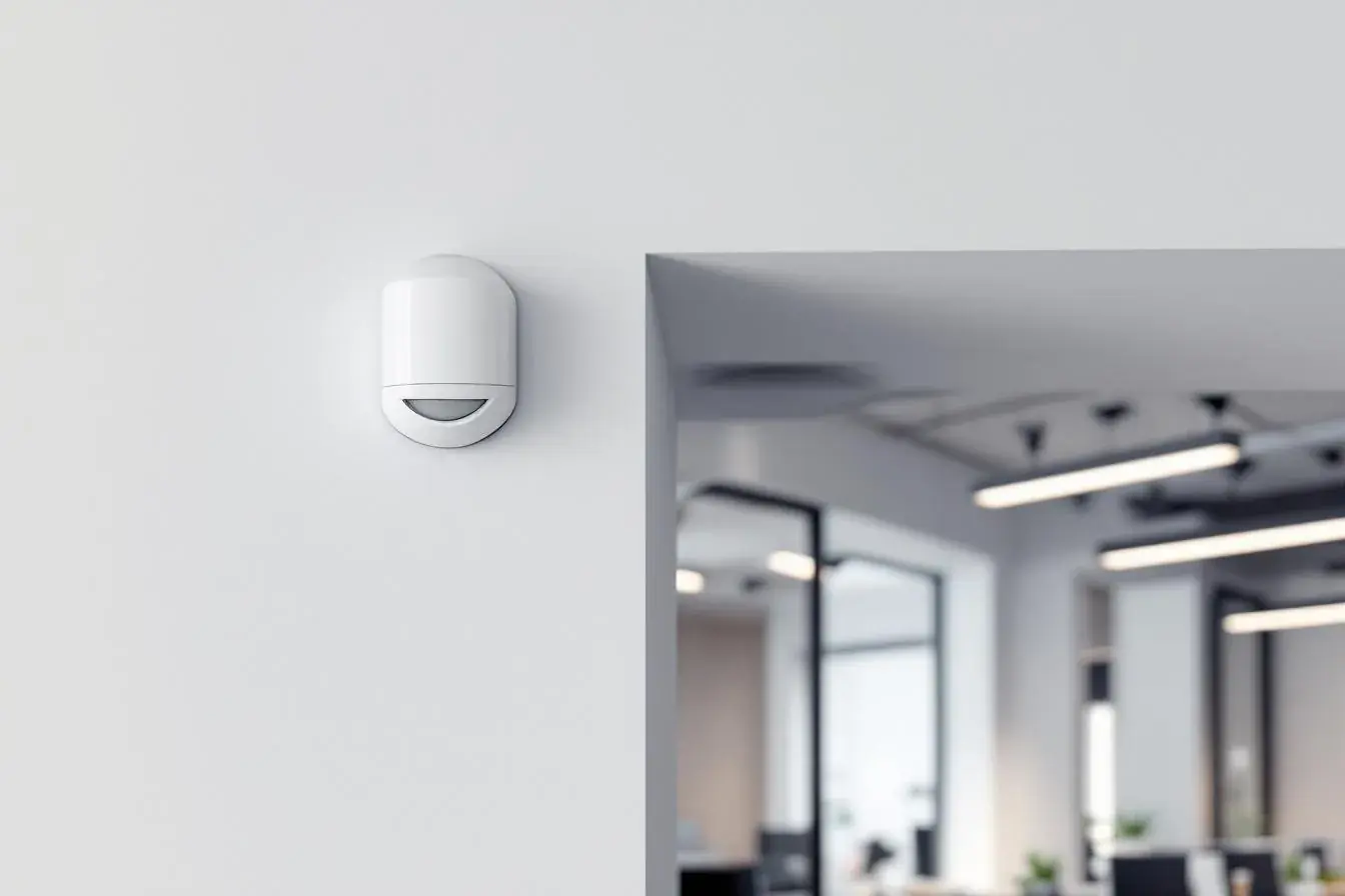 Motion sensor mounted on interior wall
