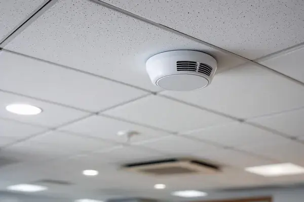Ceiling smoke detector checked ahead of heating season