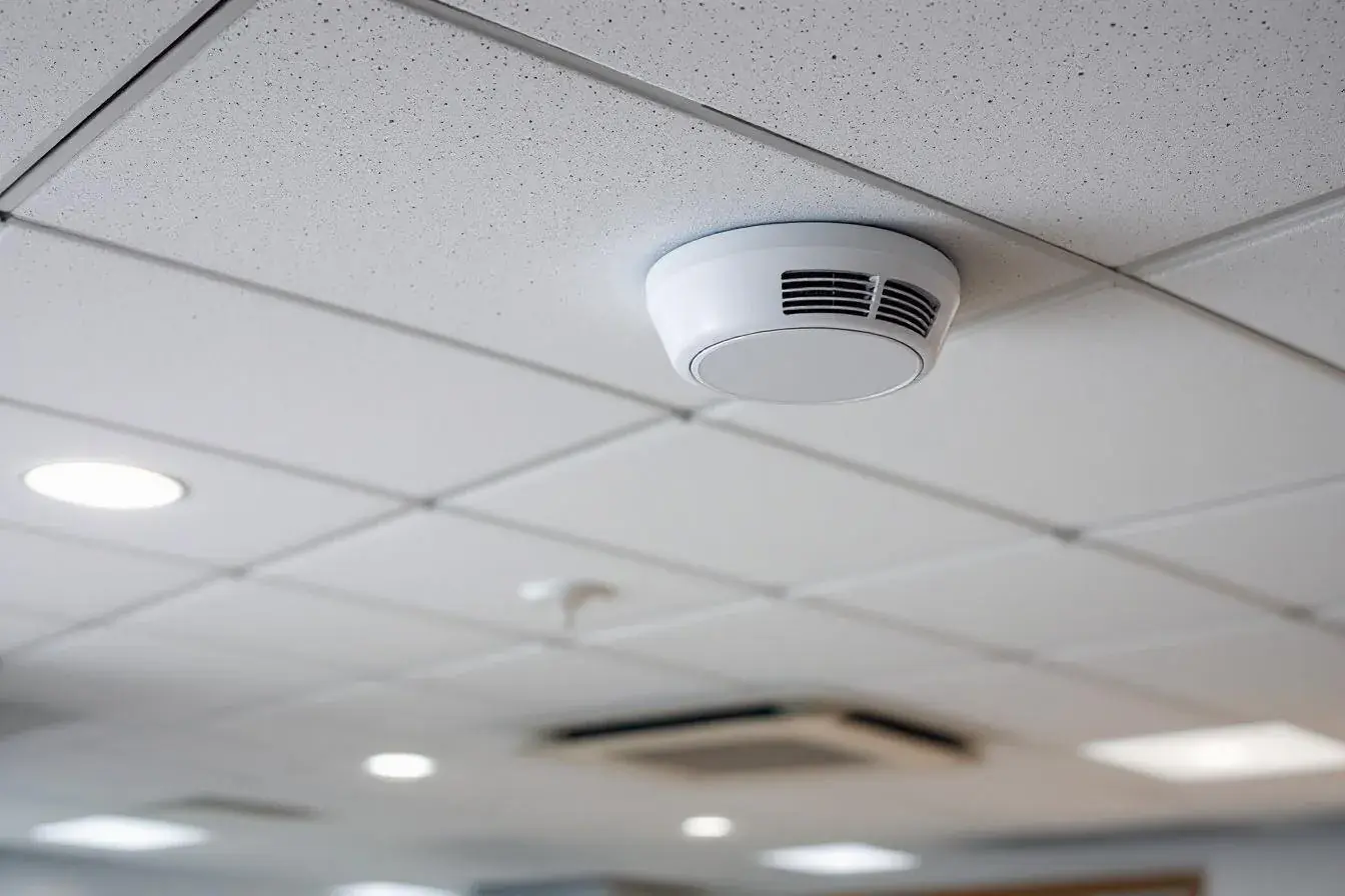 Ceiling smoke detector checked ahead of heating season